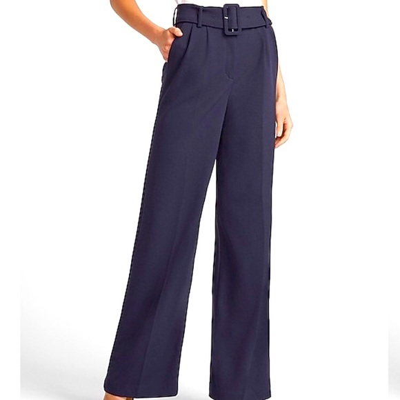 Express High Waisted Belted Wide Leg Pant - Picture 1 of 3